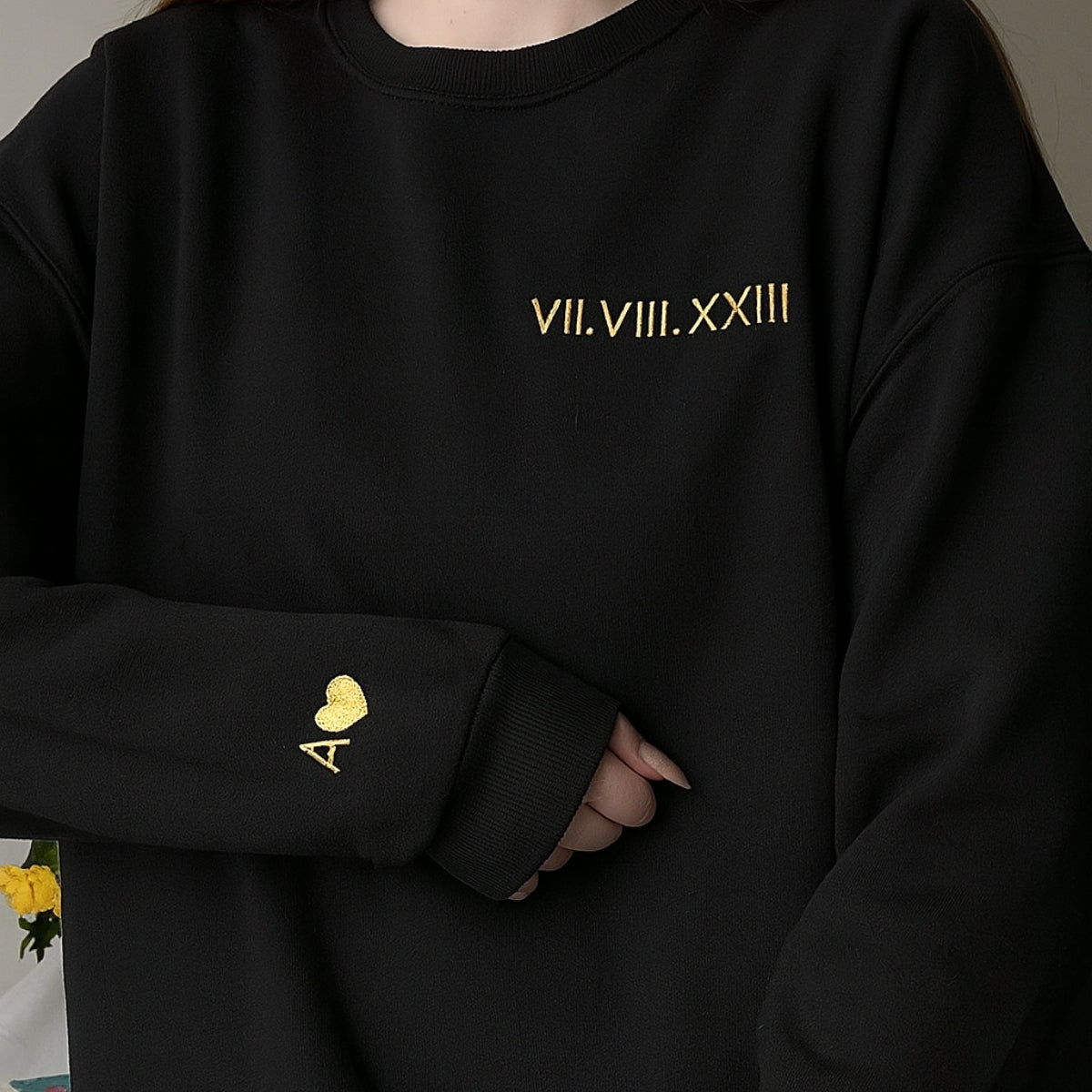 Matching Anniversary Hoodies - Custom Roman Numeral Couples Embroidered Sweatshirts - Wedding Gift