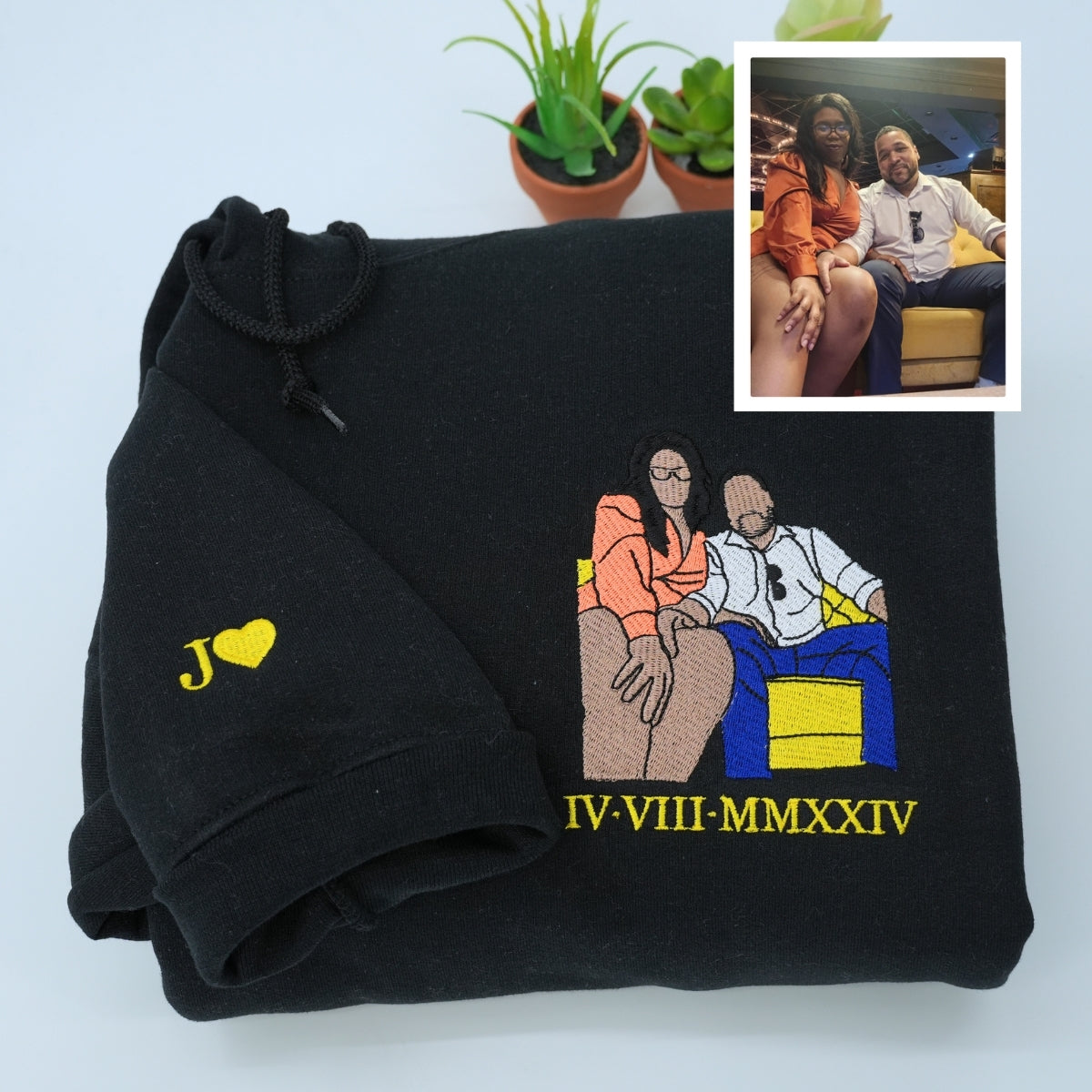 Sweats à capuche assortis brodés personnalisés avec ange et chat démon pour couples
