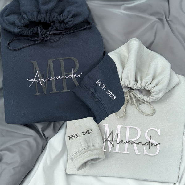 Couple Gifts Hoodies Matching Couple Hoodies - Mr & Mrs Embroidered Sweatshirts | Christmas & Valentine's Day Gift Matching His And Hers Sweaters