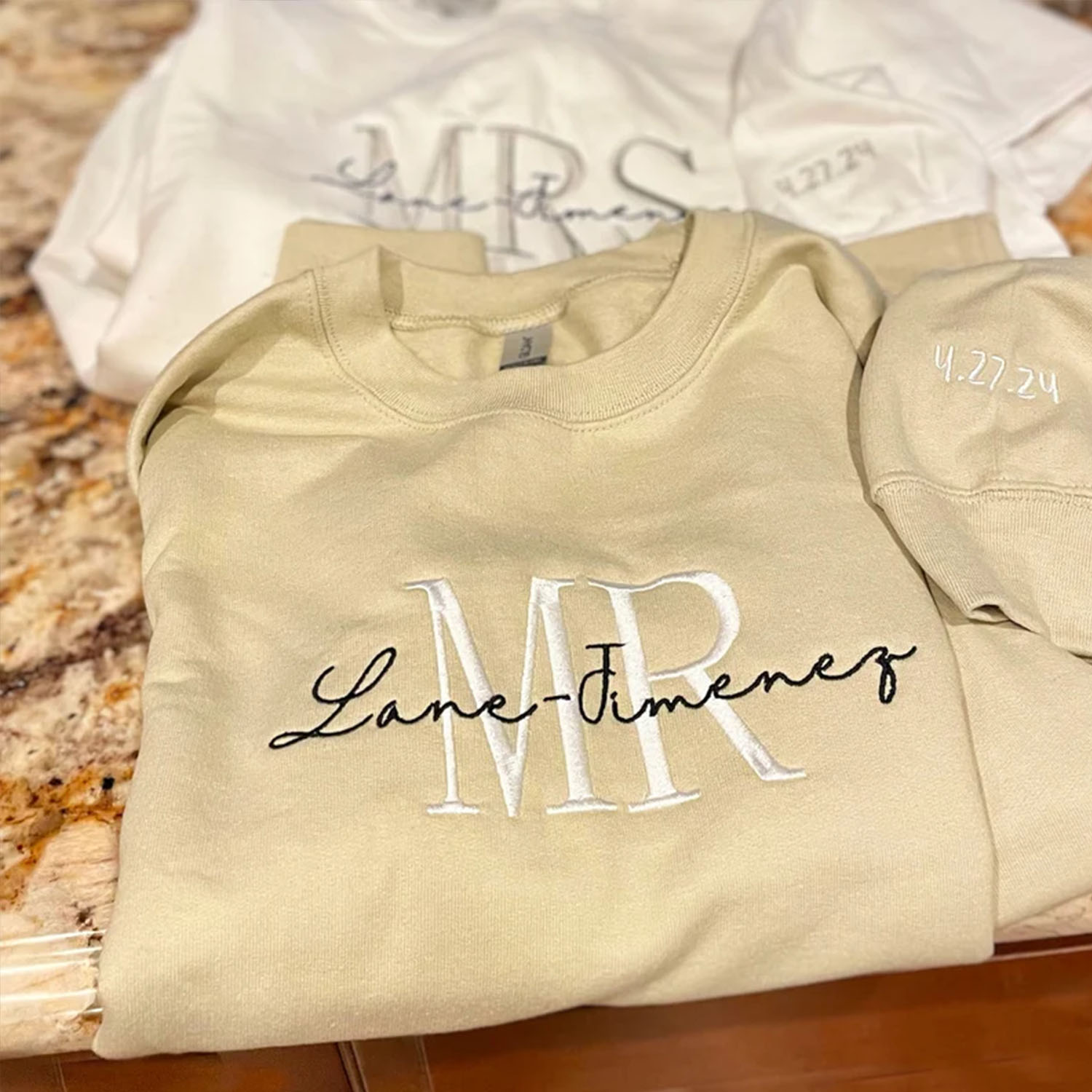 Embroidered Mr & Mrs Hoodies or Sweatshirts