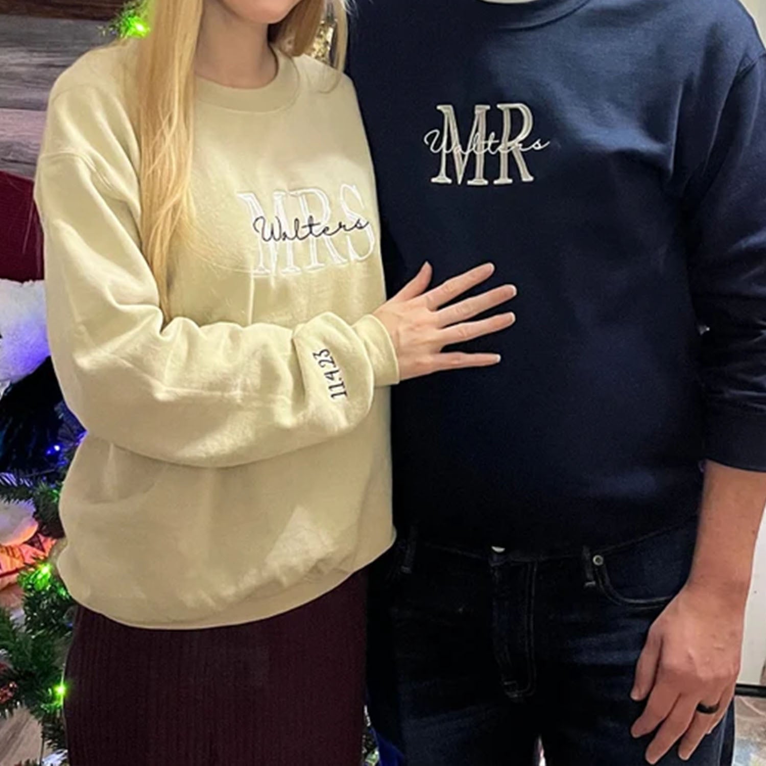 Embroidered Mr & Mrs Hoodies or Sweatshirts