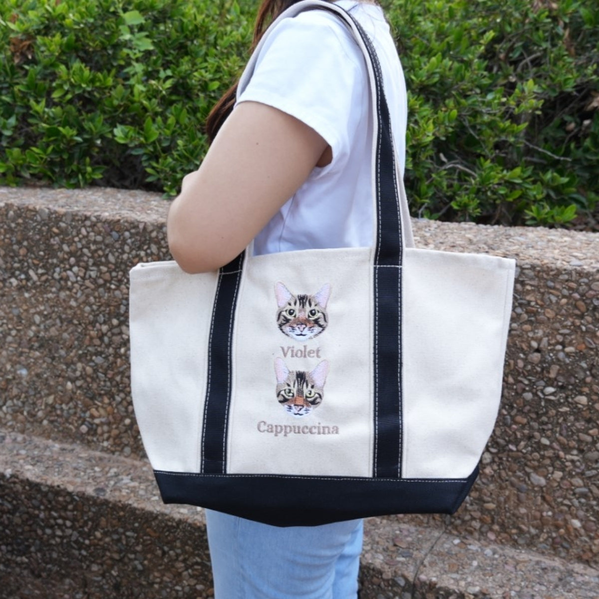 Individuell bestickte Engel- und Dämonenkatze-Kapuzenpullover für Paare