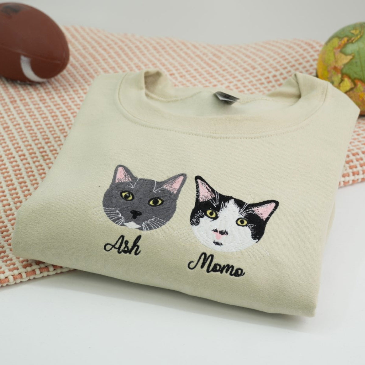 Multi Cat Portrait Hoodies - Custom Pet Face Embroidered Sweatshirts - Personalized Cat Family Gift