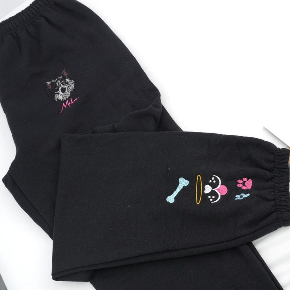 Multi Pet Portrait Sweatpants - Custom Dog Names Embroidered Sweatpants - Premium Pet Family Gift