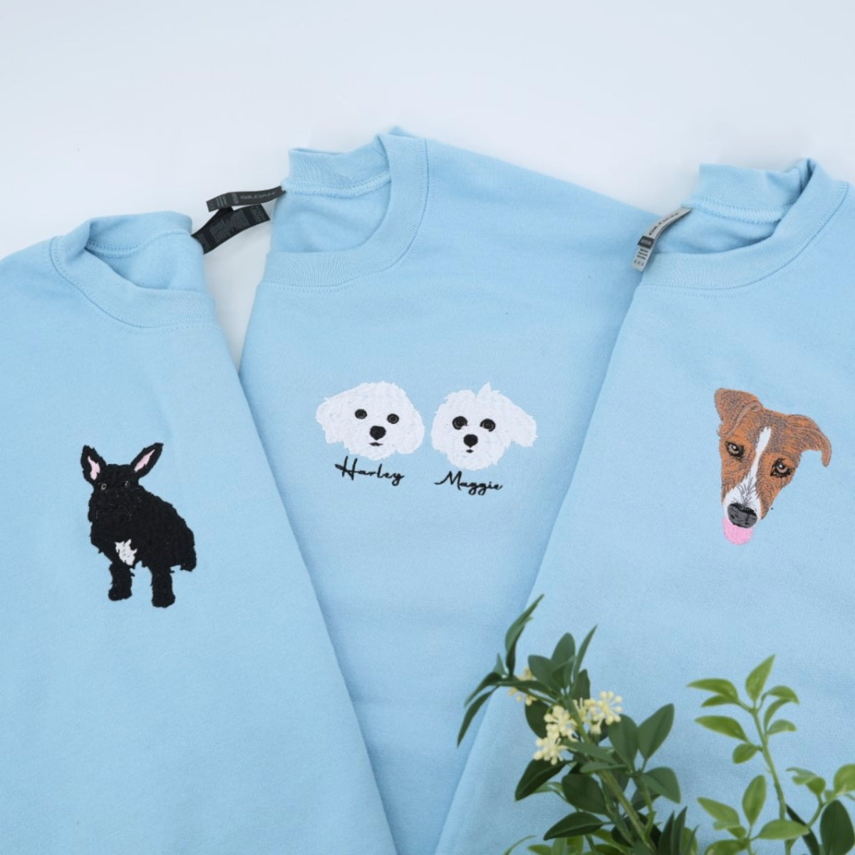 Multiple Pet Portrait Hoodies - Custom Dog Face Embroidered Sweatshirts - Multi Pet Parent Gift