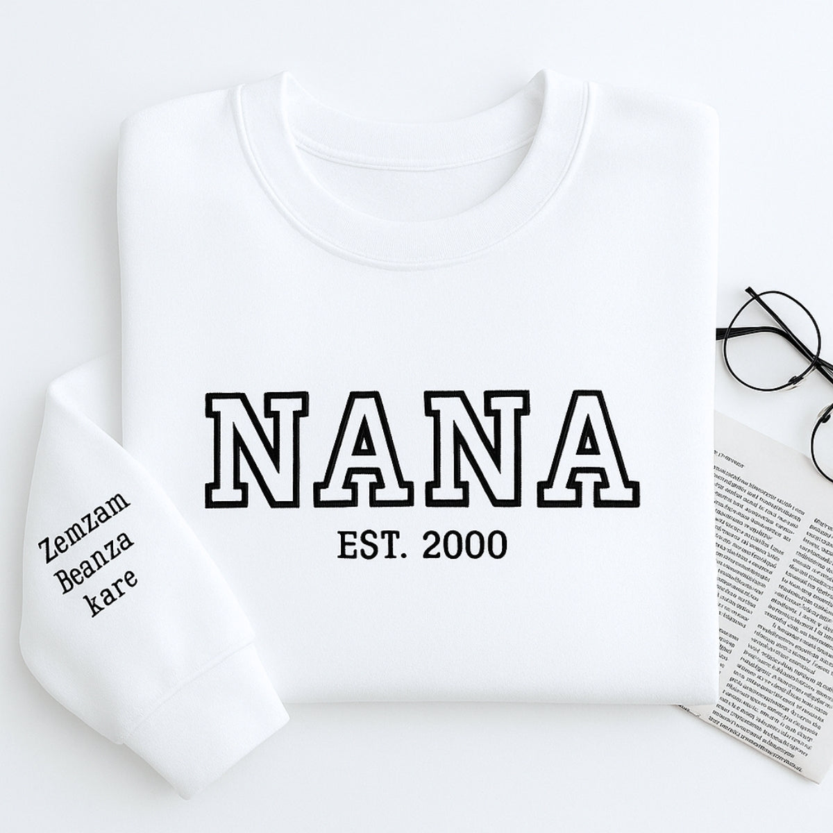 Nana Custom Hoodie - Varsity Style Grandmother Embroidered Sweatshirt - Perfect Grandma Gift