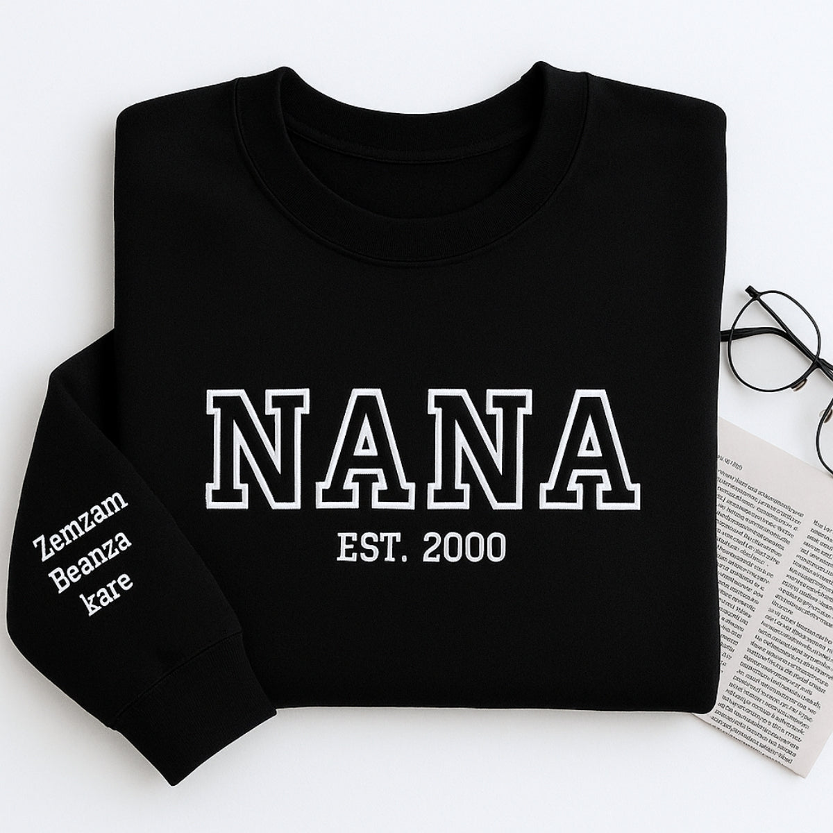Nana Custom Hoodie - Varsity Style Grandmother Embroidered Sweatshirt - Perfect Grandma Gift