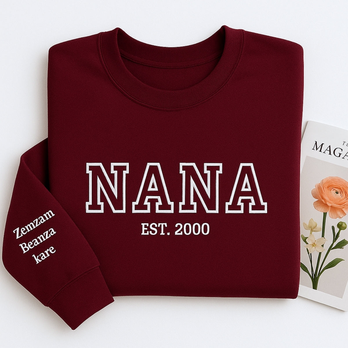 Nana Custom Hoodie - Varsity Style Grandmother Embroidered Sweatshirt - Perfect Grandma Gift