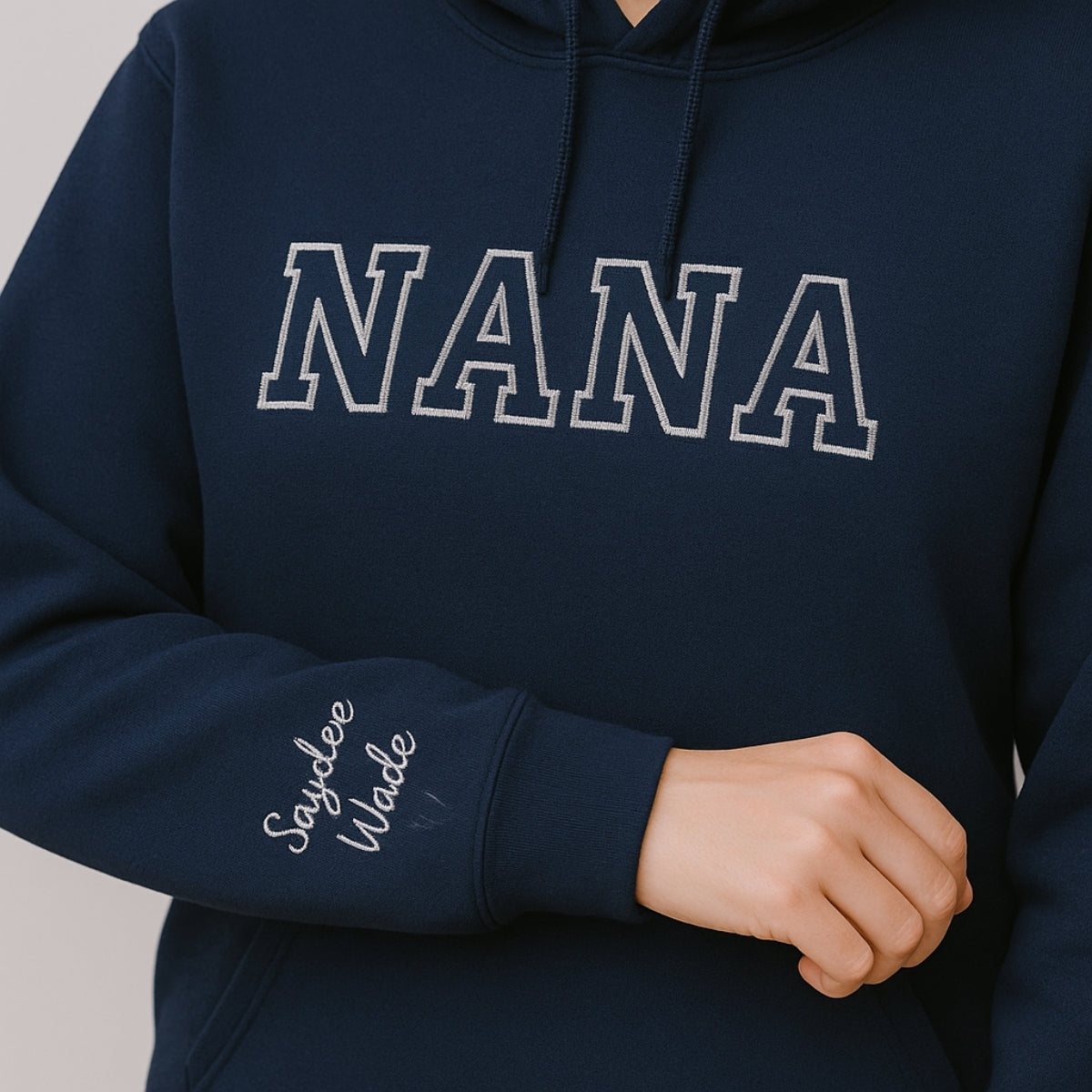 Nana Custom Hoodie - Varsity Style Grandmother Embroidered Sweatshirt - Perfect Grandma Gift