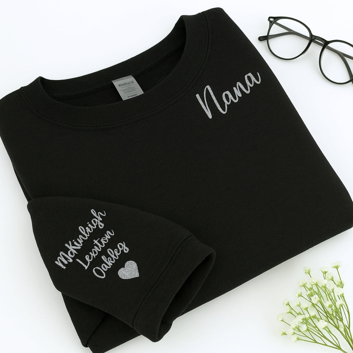 Nana Custom Hoodies - Grandchildren Names Embroidered Sweatshirts - Personalized Grandma Gift