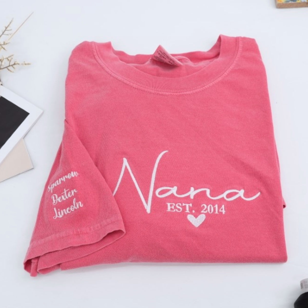 Nana Custom T-Shirts - Grandma Embroidered Shirts - Perfect Grandmother Gift