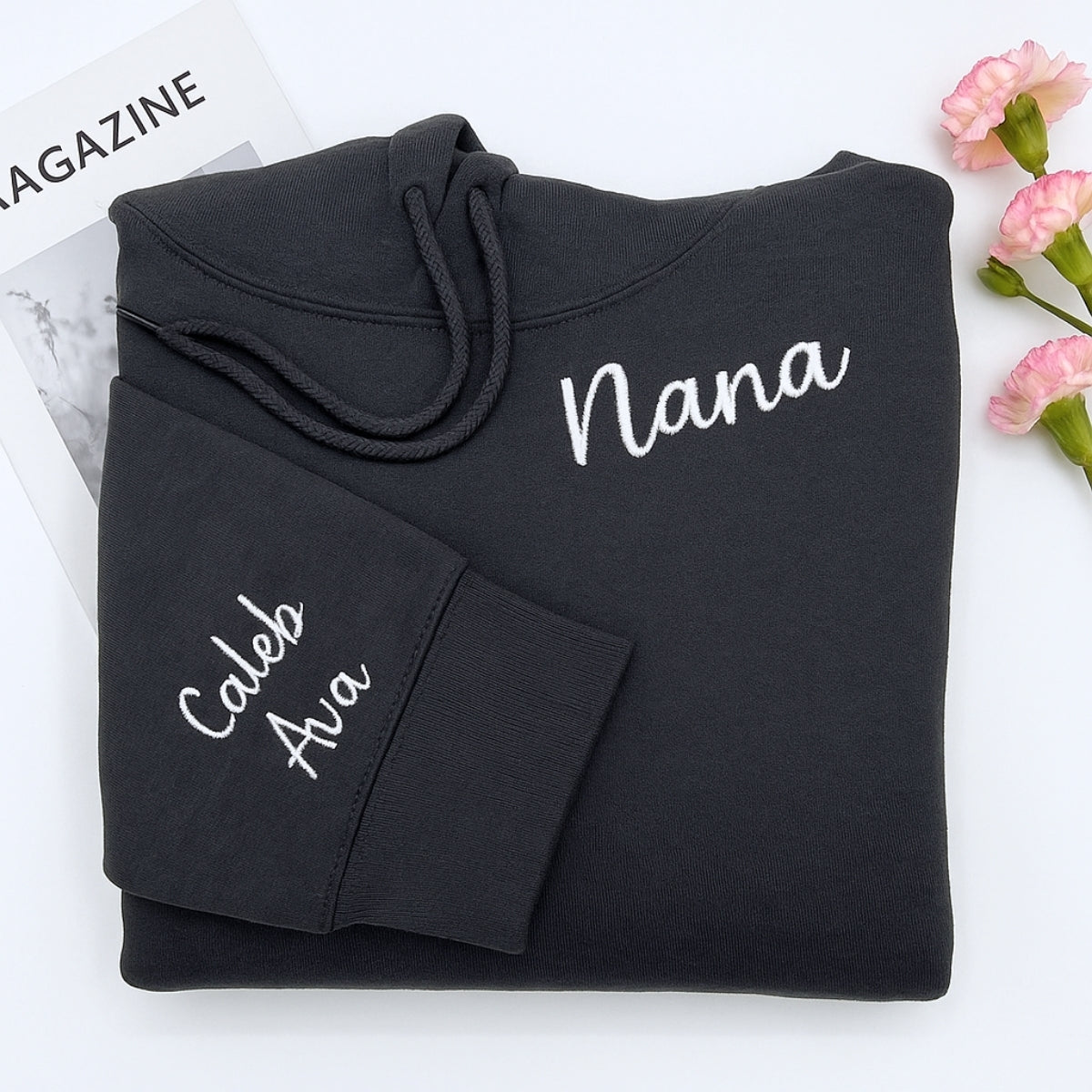 Individuell bestickte Engel- und Dämonenkatze-Kapuzenpullover für Paare