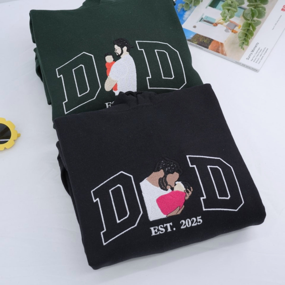 Individuell bestickte Engel- und Dämonenkatze-Kapuzenpullover für Paare