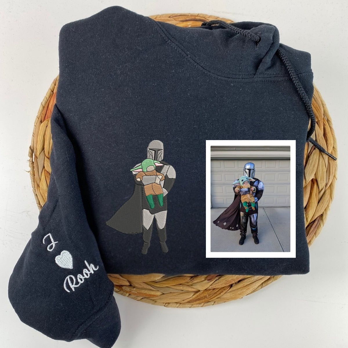 Individuell bestickte Engel- und Dämonenkatze-Kapuzenpullover für Paare