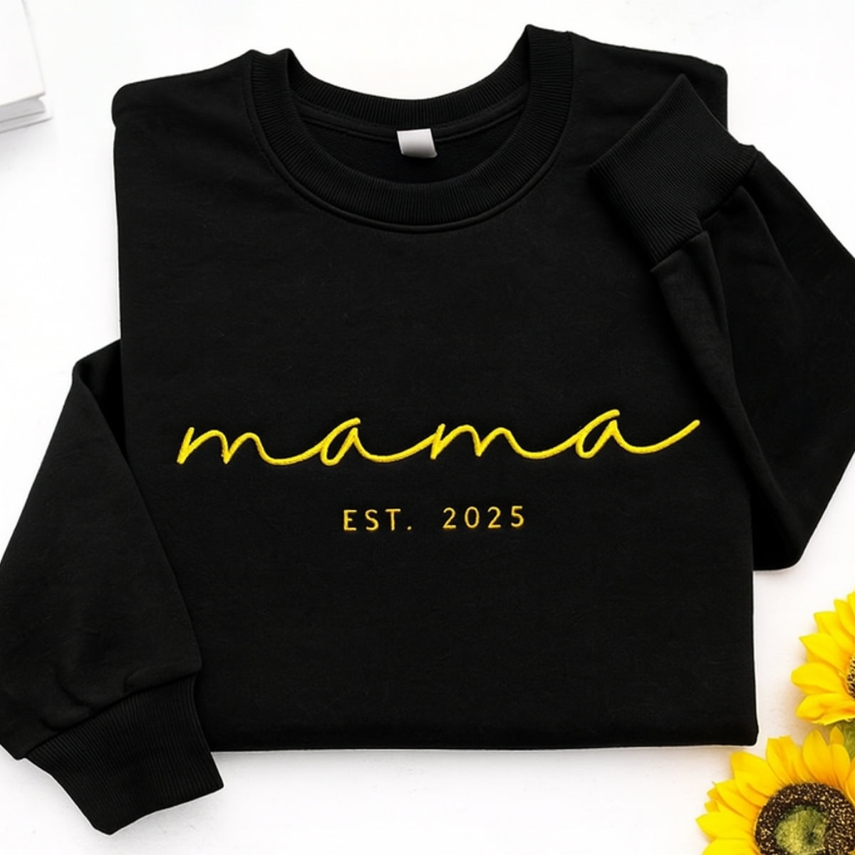 New Mom Custom Sweatshirts - Mama EST Embroidered Hoodies - Perfect Mother's Day Gift