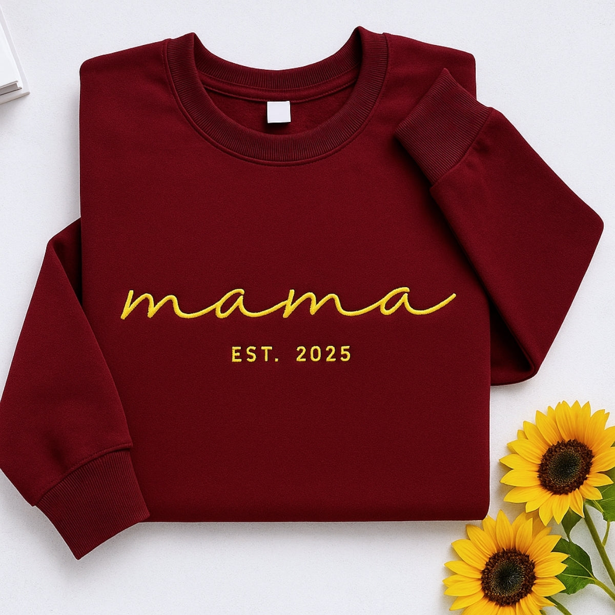 New Mom Custom Sweatshirts - Mama EST Embroidered Hoodies - Perfect Mother's Day Gift