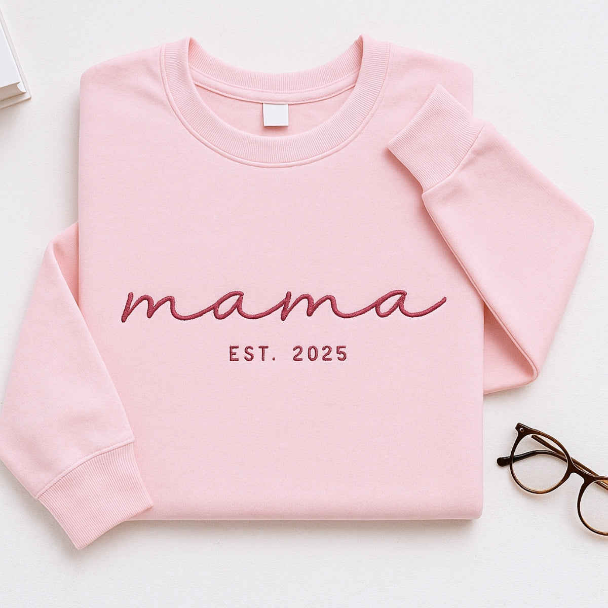 New Mom Custom Sweatshirts - Mama EST Embroidered Hoodies - Perfect Mother's Day Gift