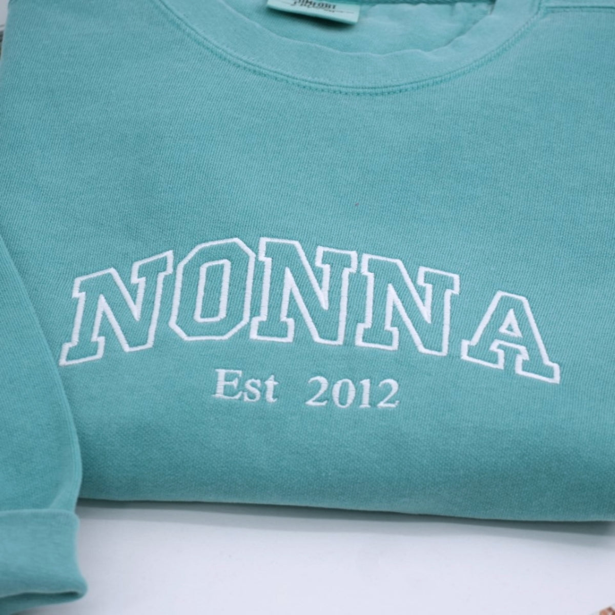 Nonna Custom Sweatshirts - Grandma Embroidered Varsity Style - Personalized Grandchildren Names Gift