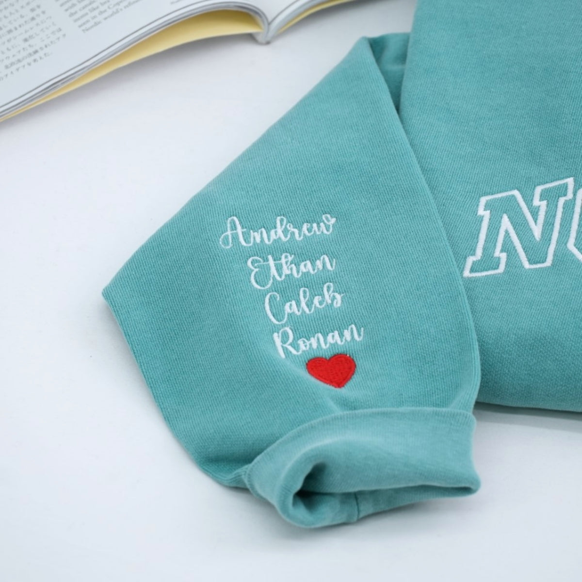Nonna Custom Sweatshirts - Grandma Embroidered Varsity Style - Personalized Grandchildren Names Gift