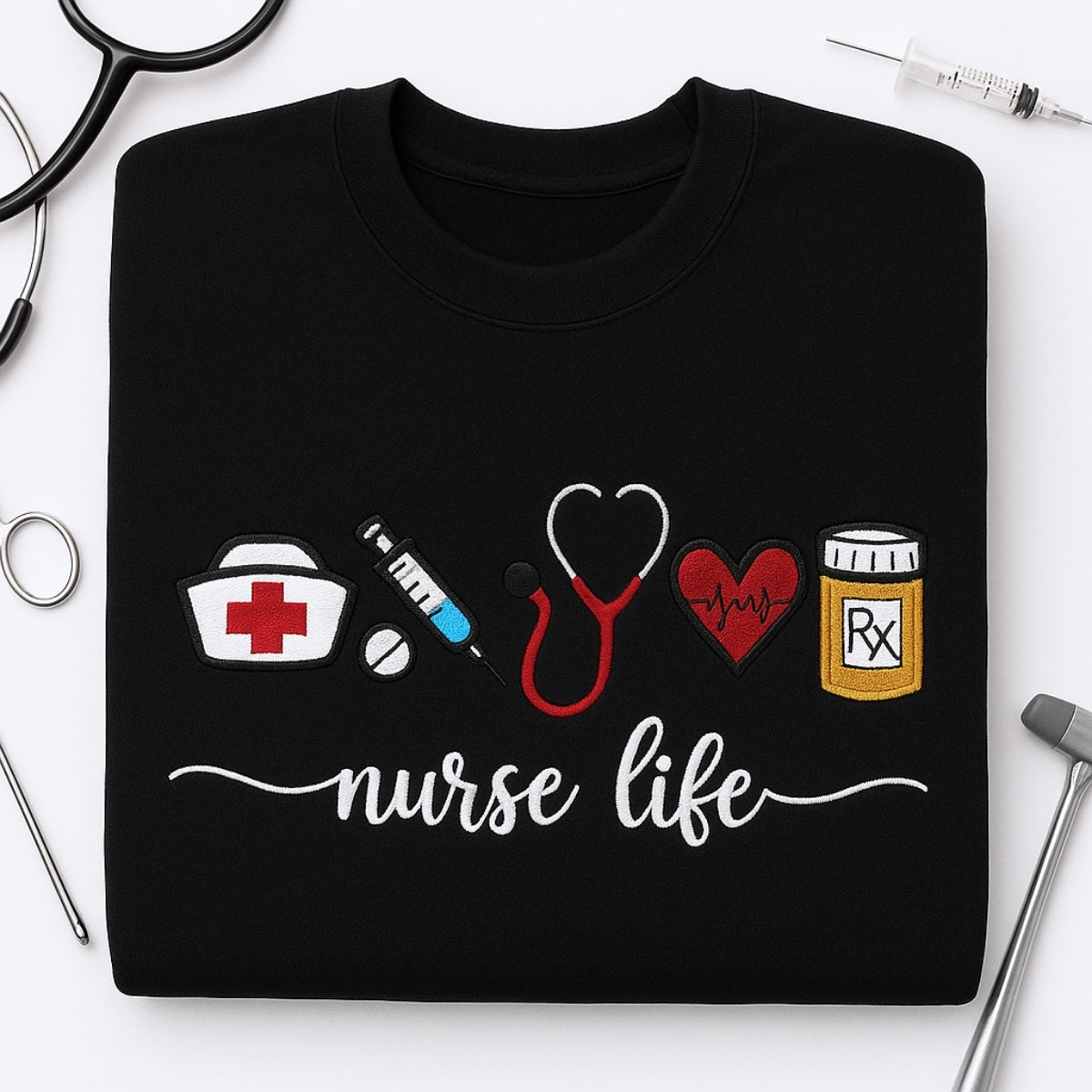 Nurse Life Custom Sweatshirt - Healthcare Embroidered Hoodie - Perfect Nurse Appreciation Gift