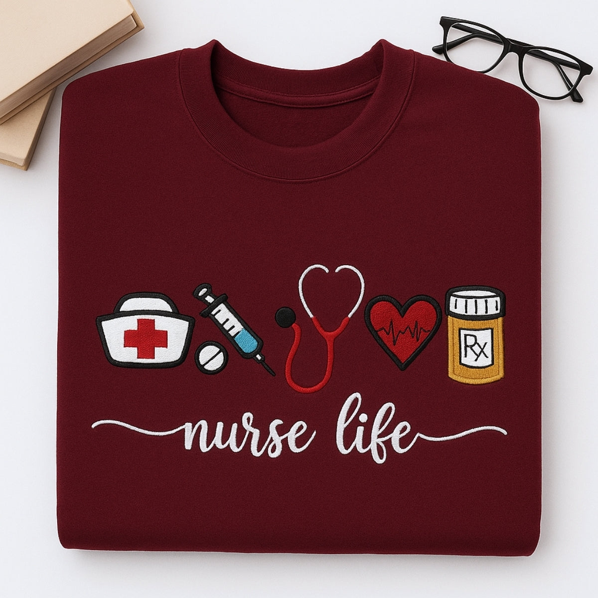 Nurse Life Custom Sweatshirt - Healthcare Embroidered Hoodie - Perfect Nurse Appreciation Gift