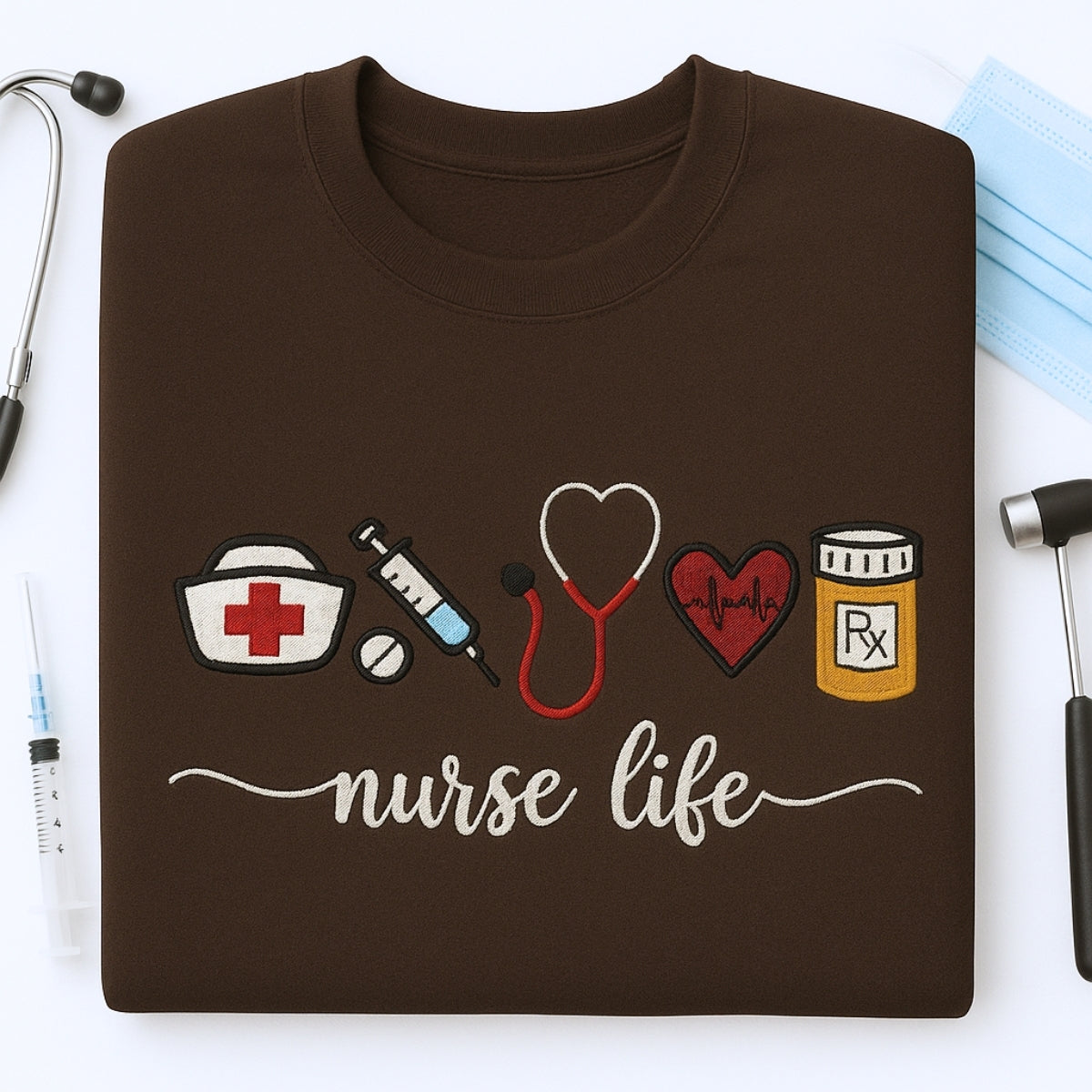 Nurse Life Custom Sweatshirt - Healthcare Embroidered Hoodie - Perfect Nurse Appreciation Gift