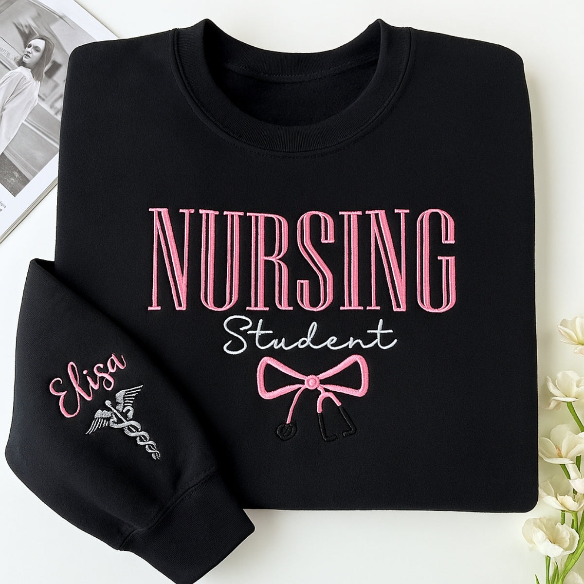 Individuell bestickte Engel- und Dämonenkatze-Kapuzenpullover für Paare