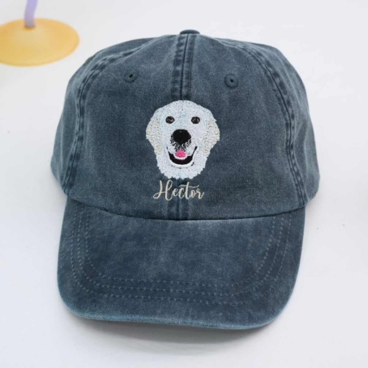 Personalized Dog Photo Embroidered Cap - Custom Pet Portrait Name Accessory - Dog Parent Lover Gift