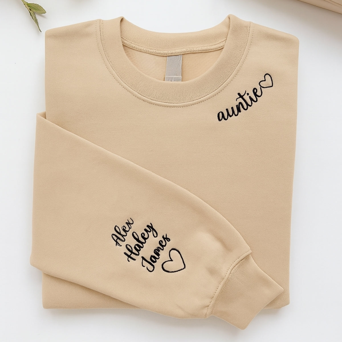 Personalized Auntie Embroidered Sweatshirts - Custom Aunt Hoodie With Niece Nephew Names - Perfect Gift