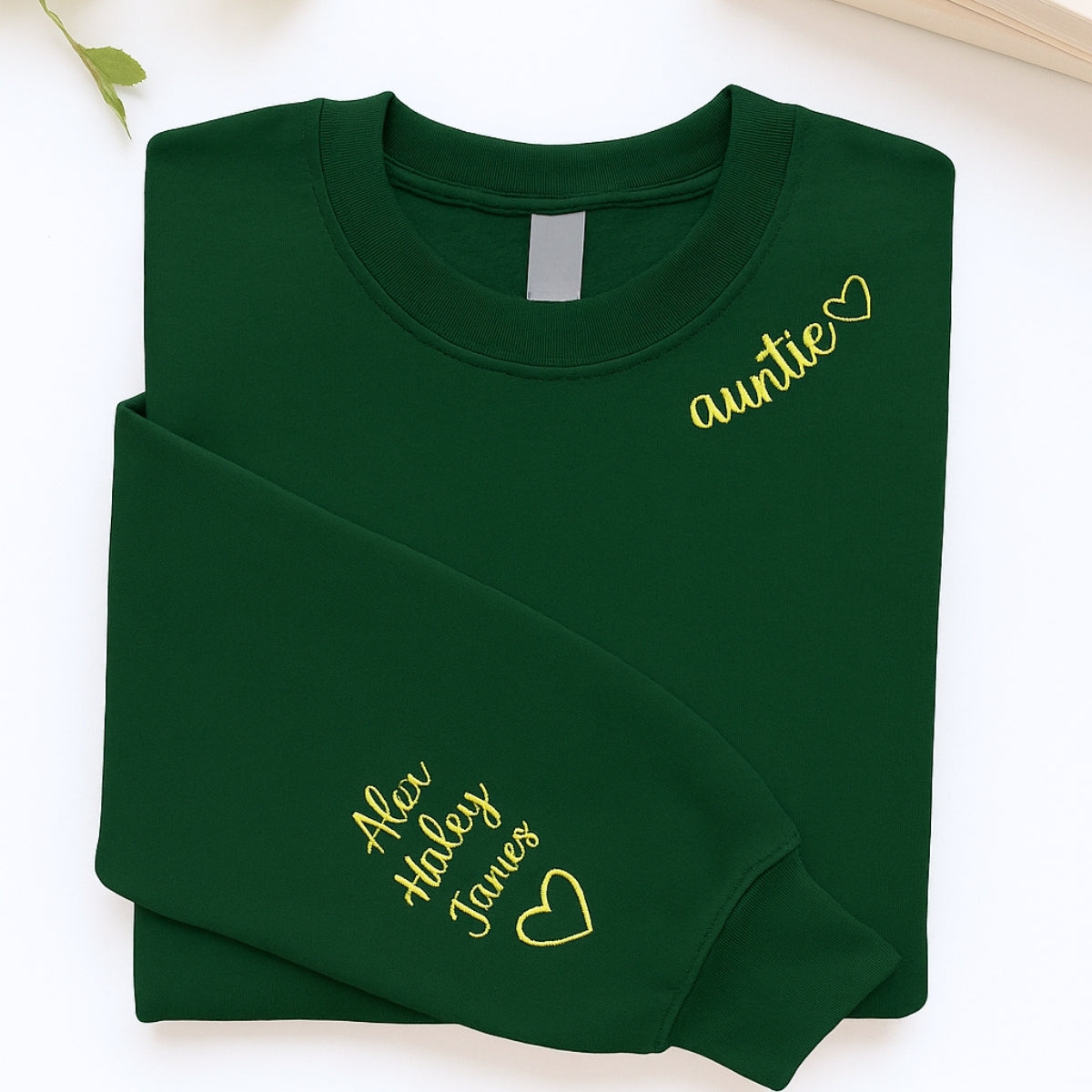 Personalized Auntie Embroidered Sweatshirts - Custom Aunt Hoodie With Niece Nephew Names - Perfect Gift