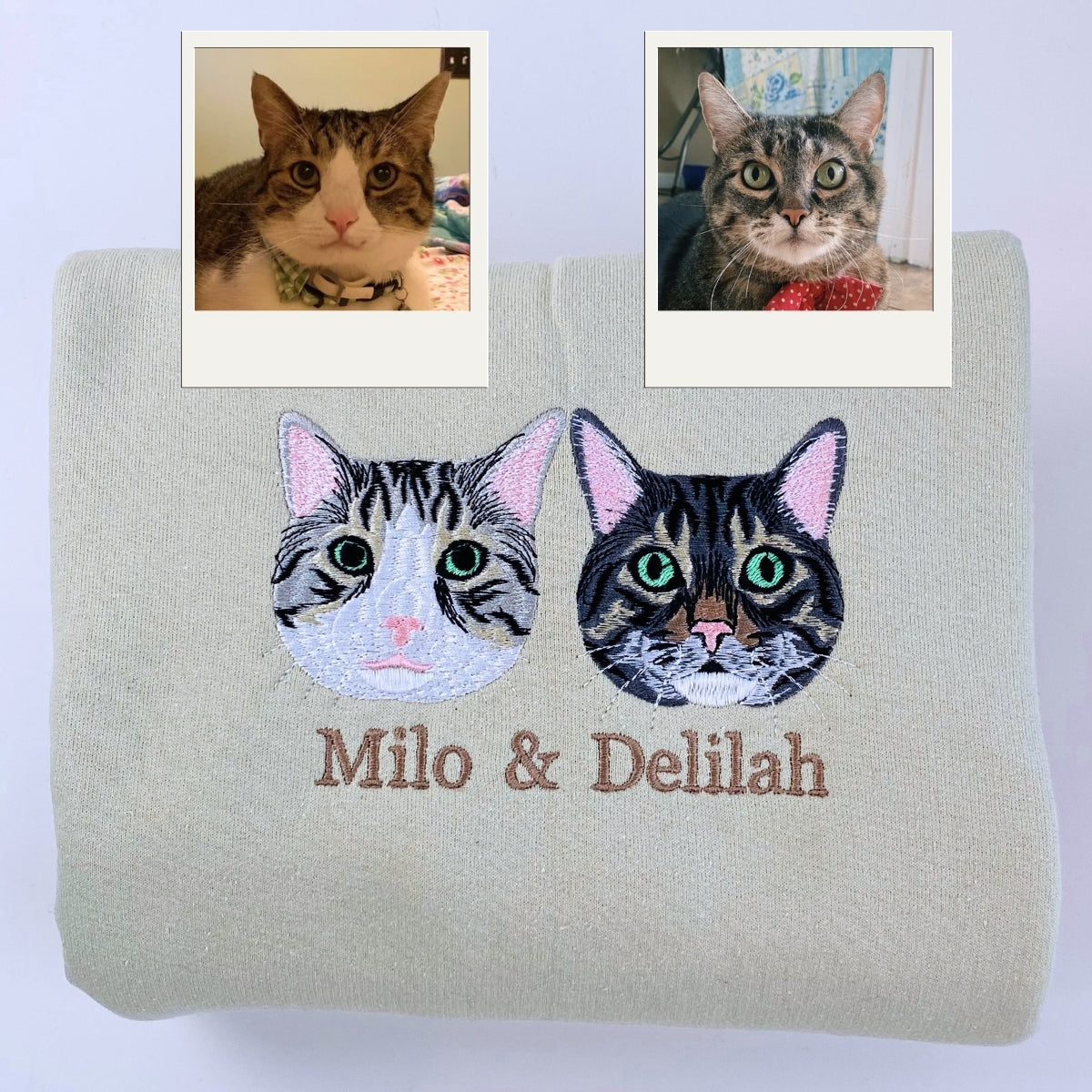 Personalized Cat Hoodies - Custom Pet Embroidery Sweatshirts from Photo - Cat Owner Gift