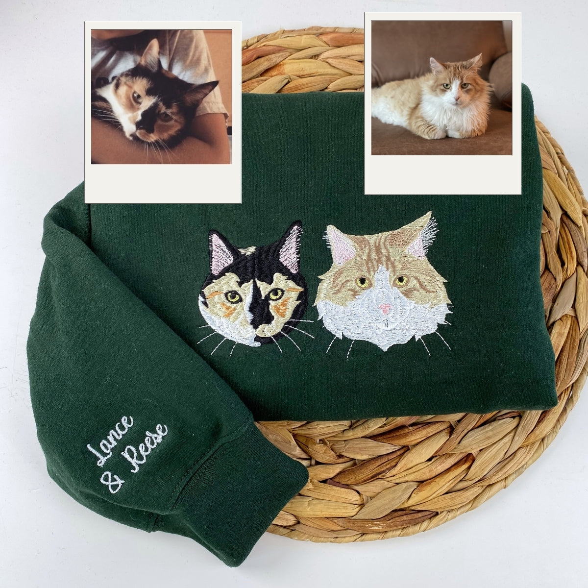 Personalized Cat Hoodies - Custom Pet Embroidery Sweatshirts from Photo - Cat Owner Gift