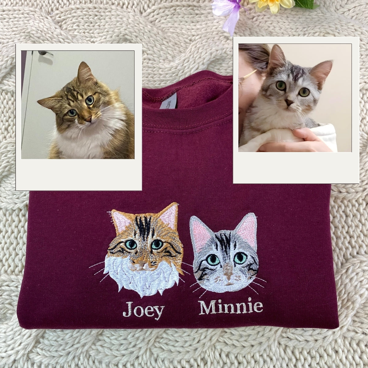 Individuell bestickte Engel- und Dämonenkatze-Kapuzenpullover für Paare