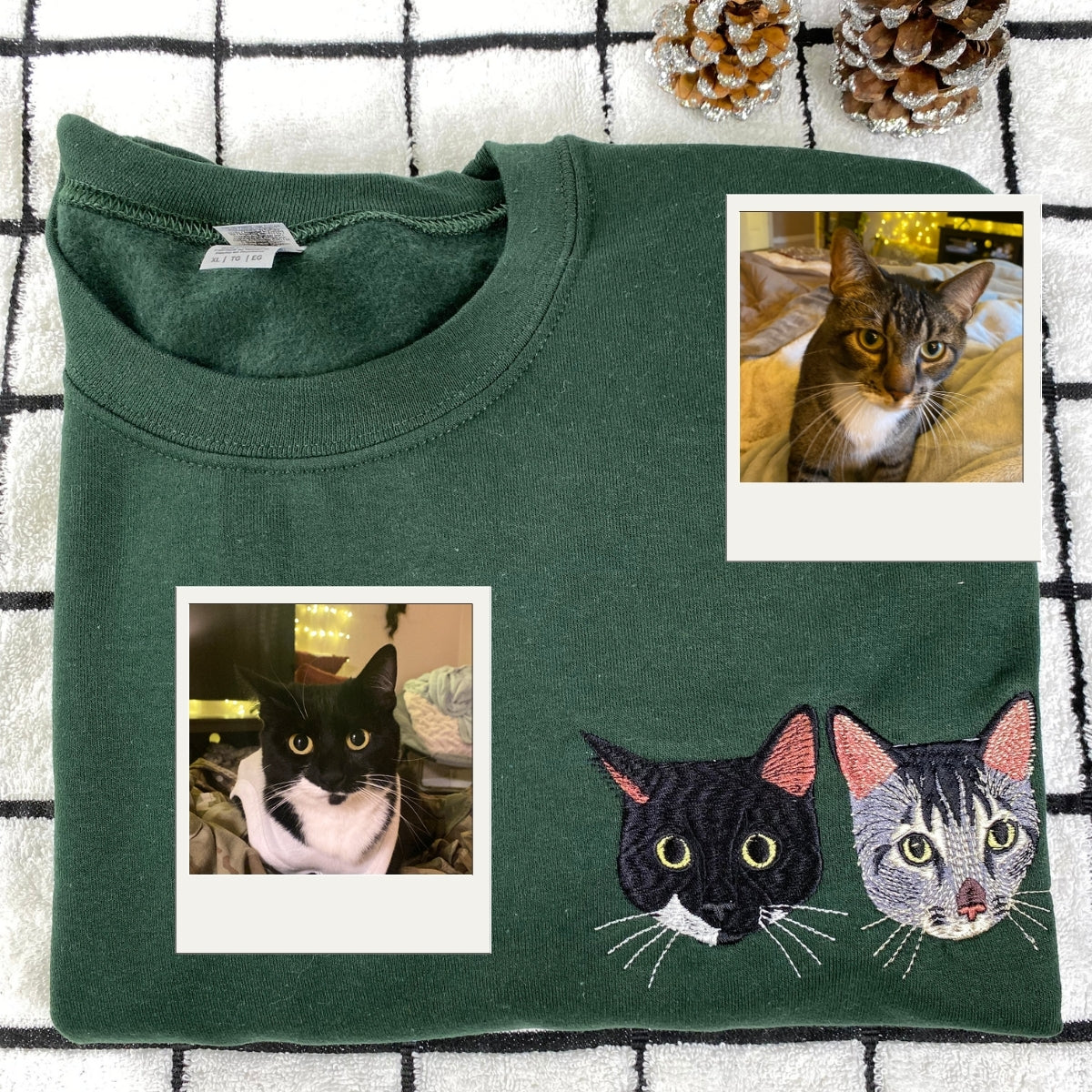 Individuell bestickte Engel- und Dämonenkatze-Kapuzenpullover für Paare