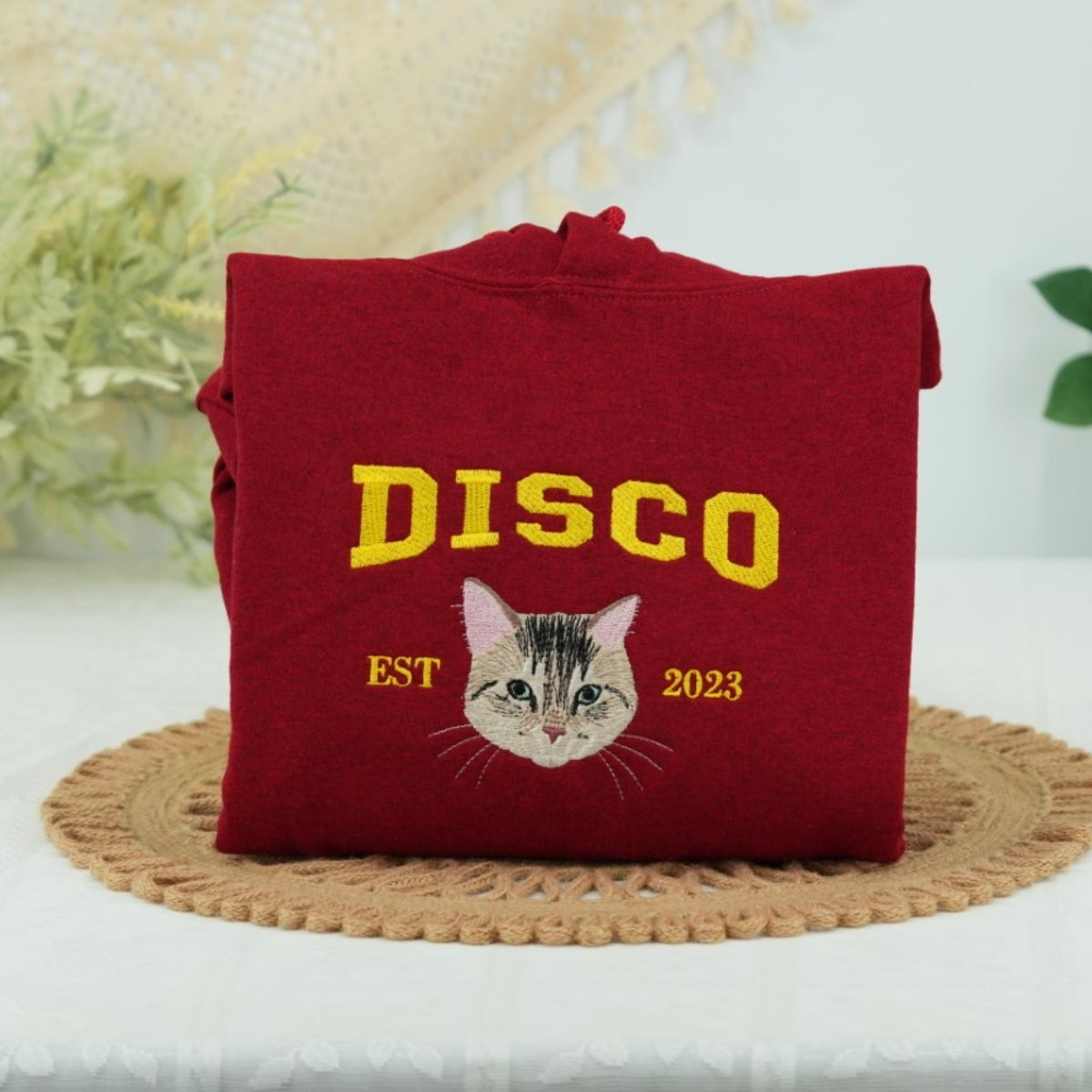 Personalized Cat Varsity Hoodies - Custom Pet Portrait University Style - Cat Mom Dad Sweatshirts