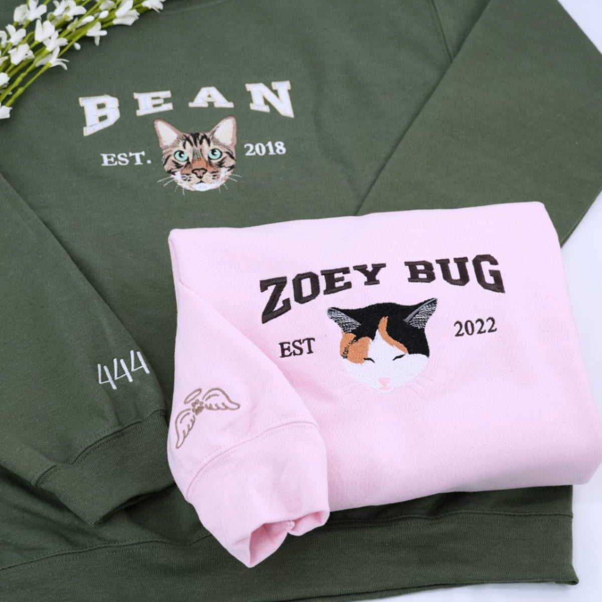 Personalized Cat Varsity Hoodies - Custom Pet Portrait University Style - Cat Mom Dad Sweatshirts