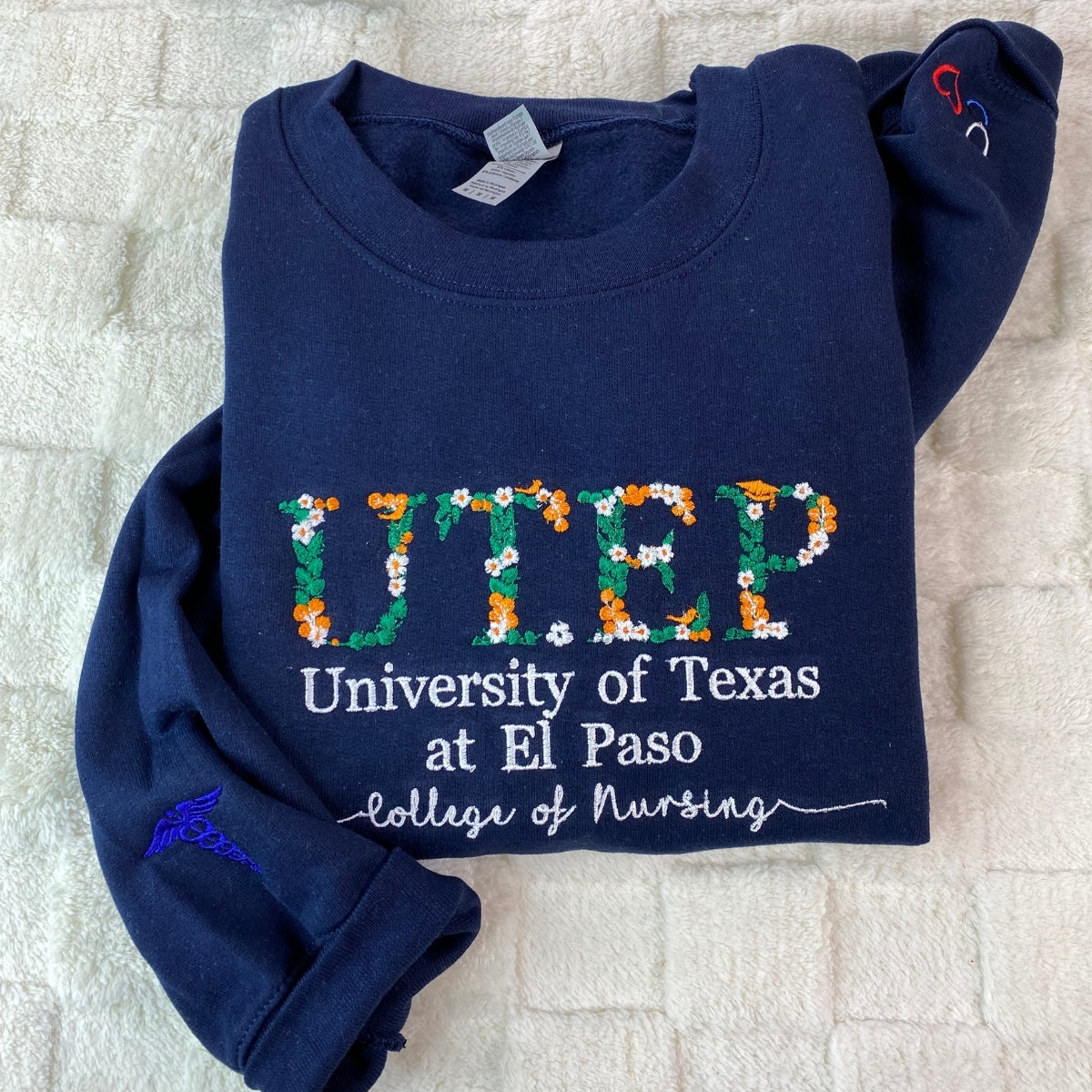 Personalized College Hoodies - Custom Floral University Embroidered - Student Botanical Gift
