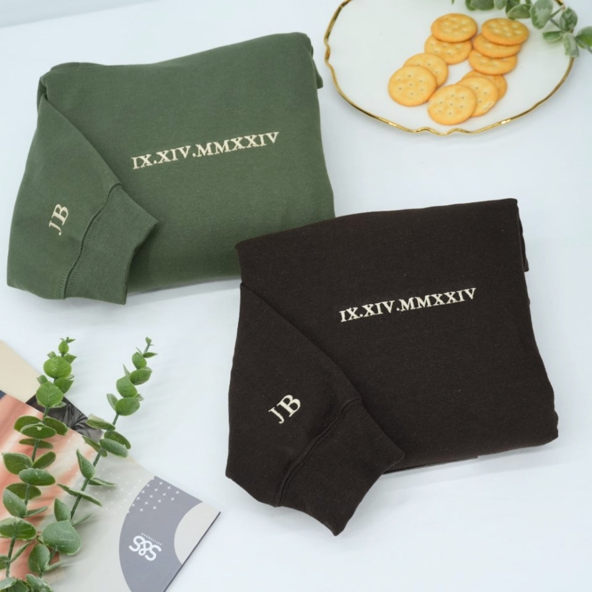 Individuell bestickte Engel- und Dämonenkatze-Kapuzenpullover für Paare