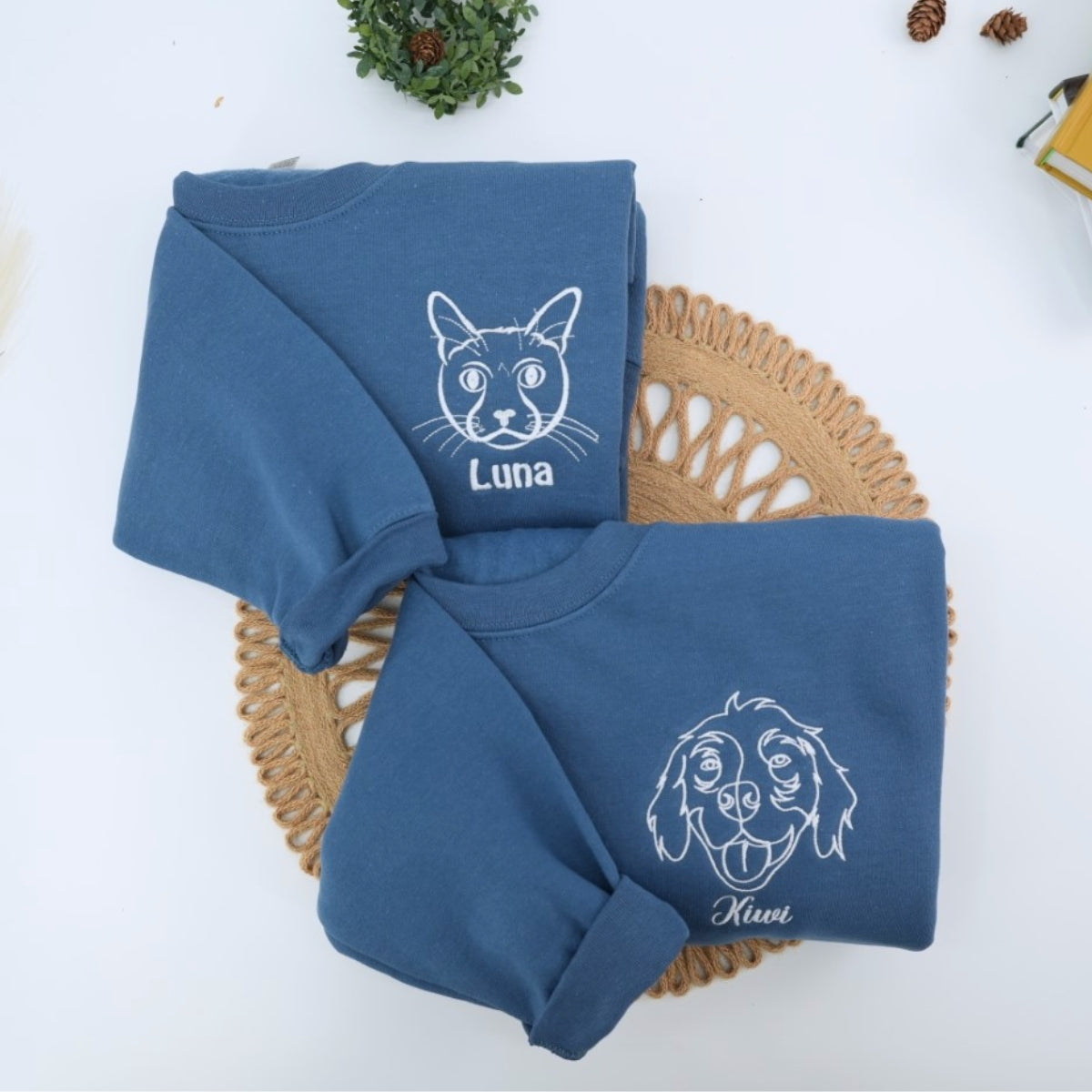 Individuell bestickte Engel- und Dämonenkatze-Kapuzenpullover für Paare