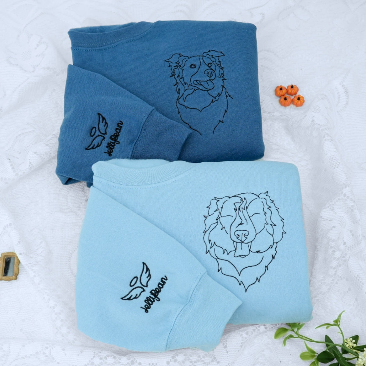 Individuell bestickte Engel- und Dämonenkatze-Kapuzenpullover für Paare