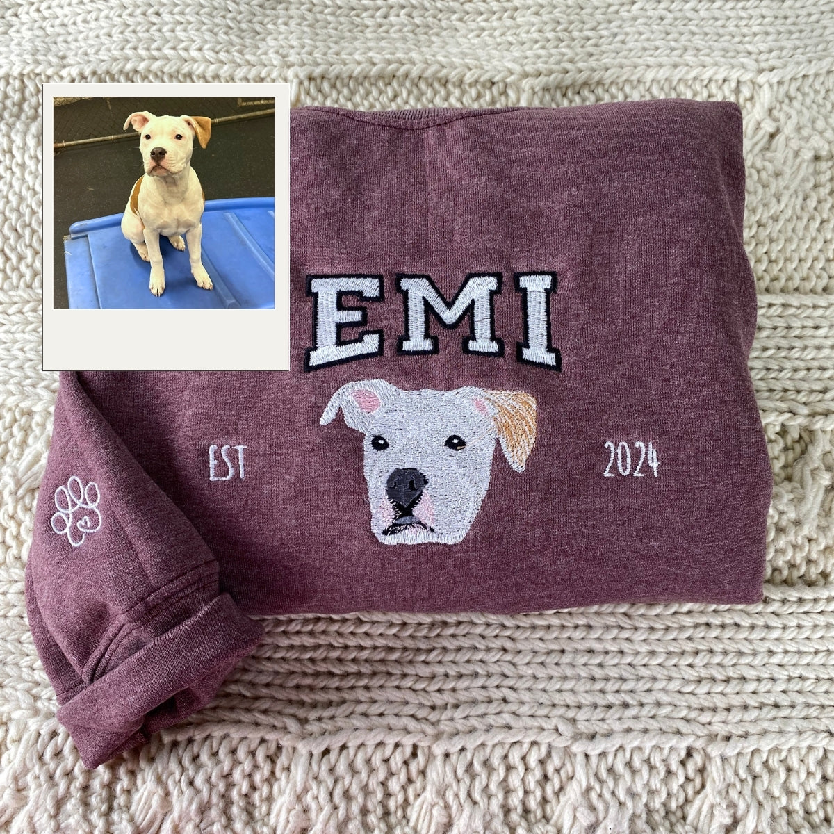 Personalized Dog Photo Hoodies - Custom Pet Picture Embroidered Sweatshirts - Photo Embroidery Pet Lover Gift