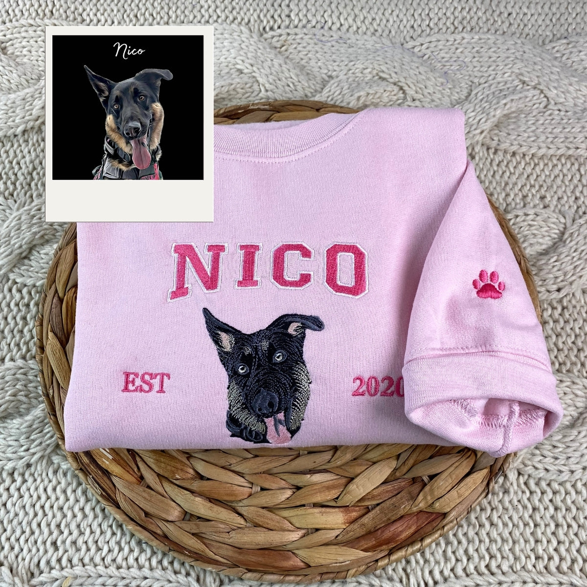 Personalized Dog Photo Hoodies - Custom Pet Picture Embroidered Sweatshirts - Photo Embroidery Pet Lover Gift