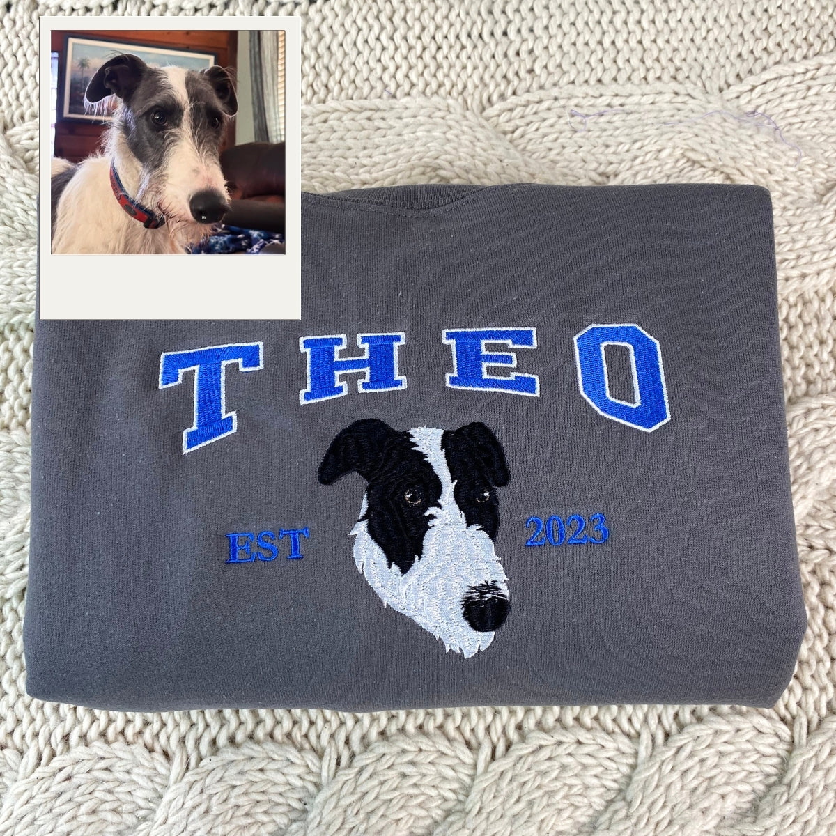 Personalized Dog Photo Hoodies - Custom Pet Picture Embroidered Sweatshirts - Photo Embroidery Pet Lover Gift