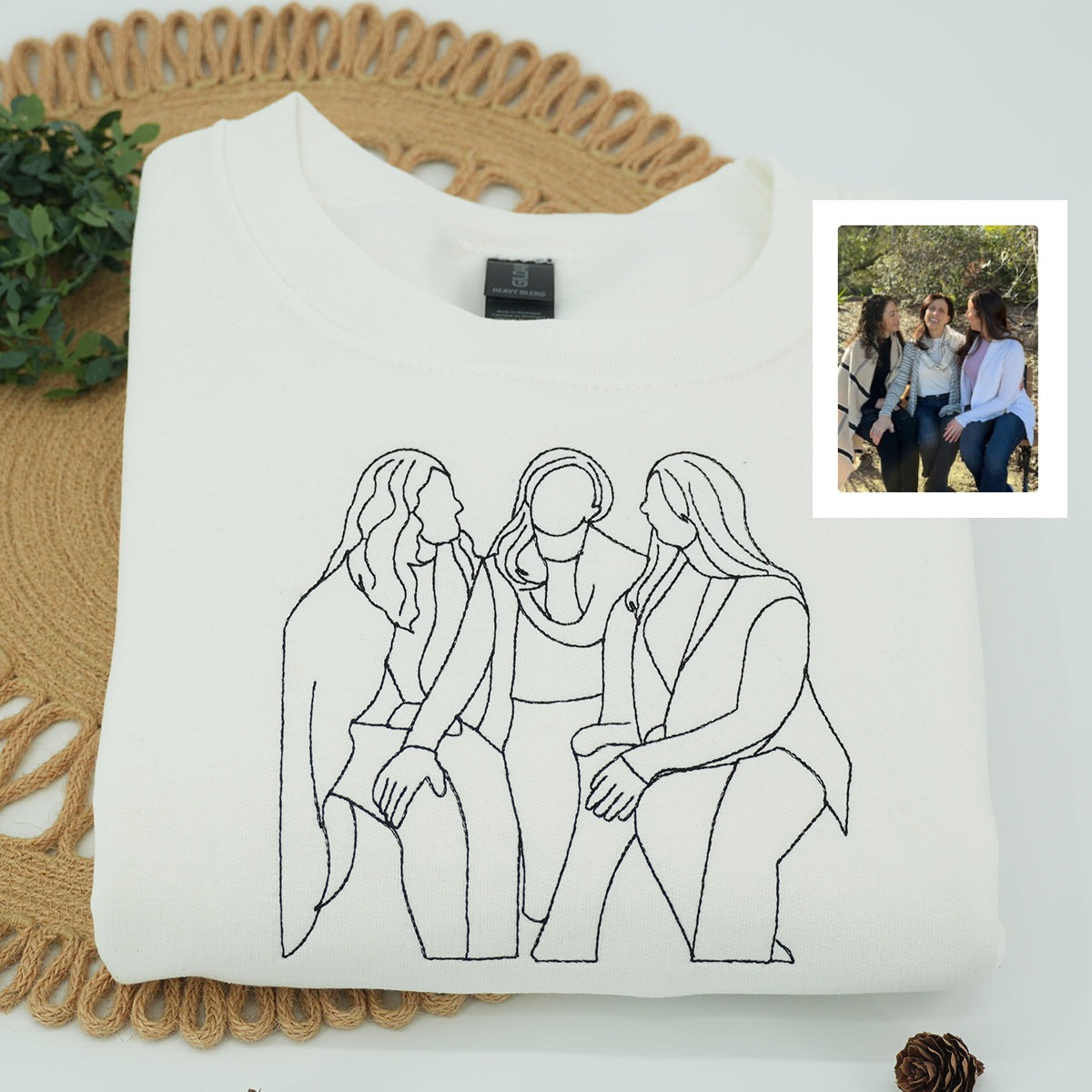 Personalized Embroidered Hoodies Line Art With Pictures