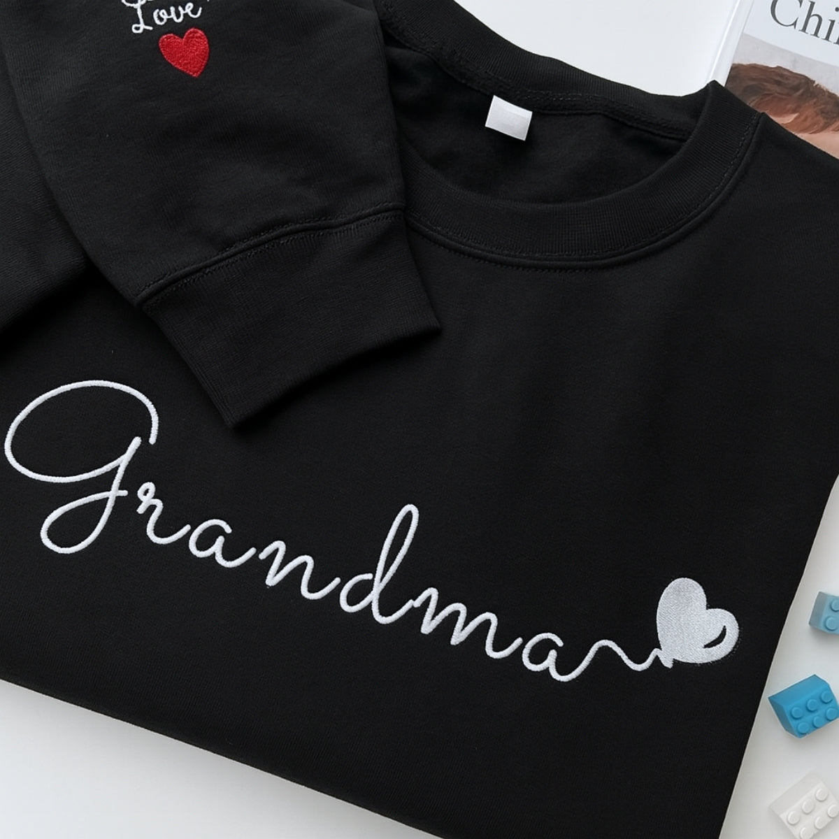 Personalized Grandma Gift - Custom EST Sweatshirt - Grandchildren Names Embroidered