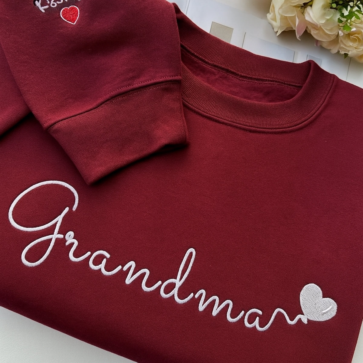 Personalized Grandma Gift - Custom EST Sweatshirt - Grandchildren Names Embroidered