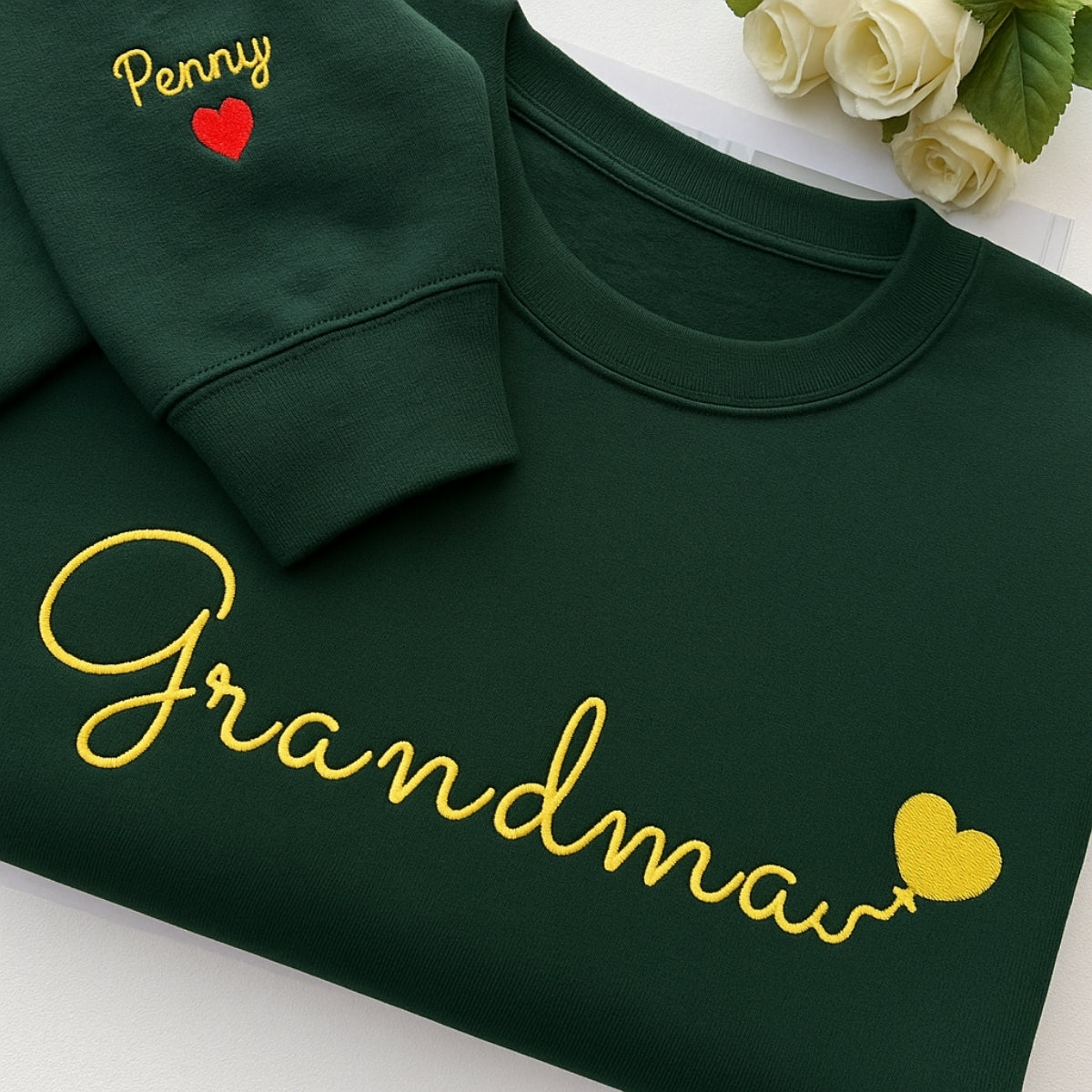 Personalized Grandma Gift - Custom EST Sweatshirt - Grandchildren Names Embroidered