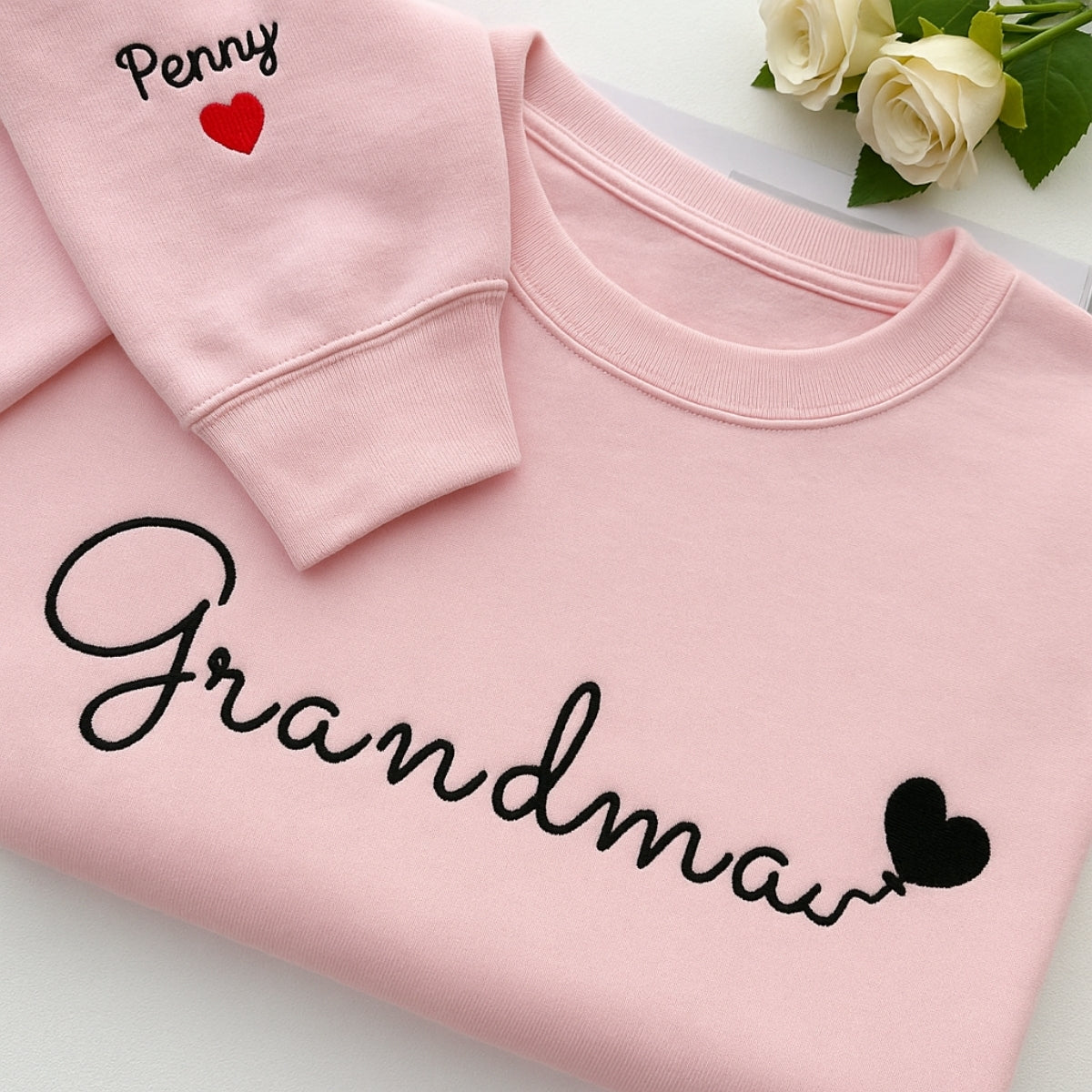 Personalized Grandma Gift - Custom EST Sweatshirt - Grandchildren Names Embroidered