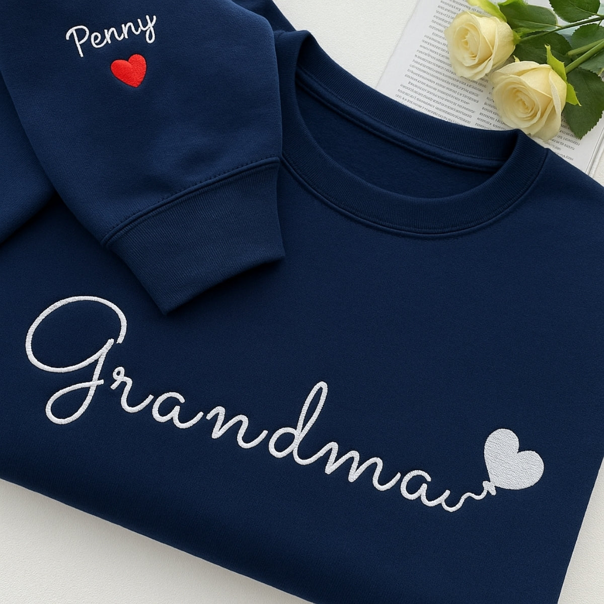Personalized Grandma Gift - Custom EST Sweatshirt - Grandchildren Names Embroidered