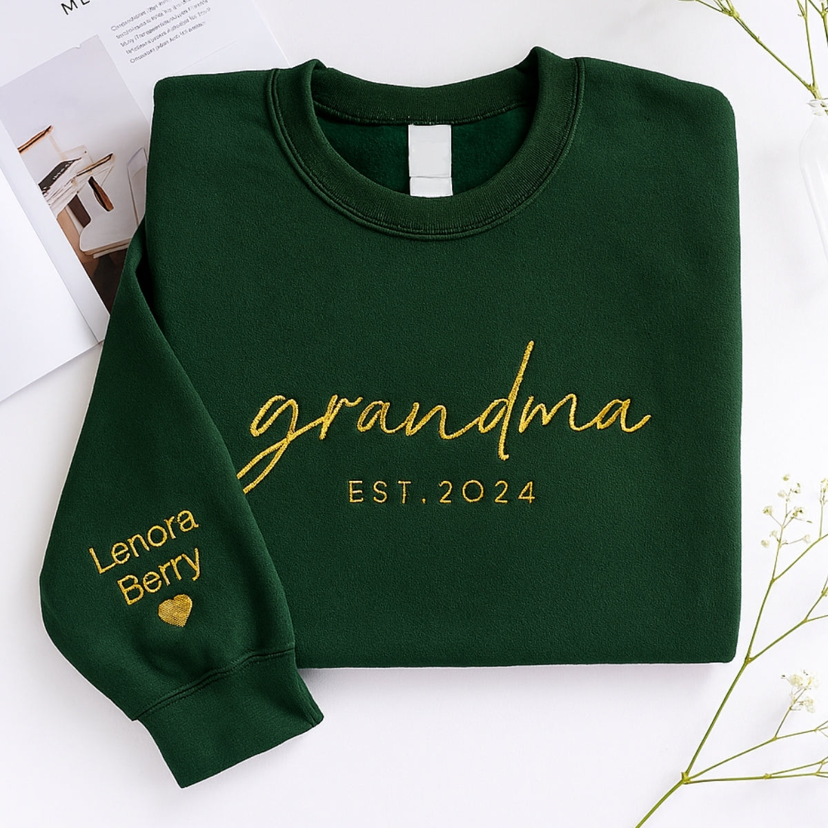 Personalized Grandma Sweatshirt - Custom Grandchildren Names Embroidered - Perfect Grandma Gift